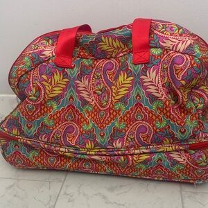 Vera Bradley Red Paisley Travel Bag with Multicolor Accents